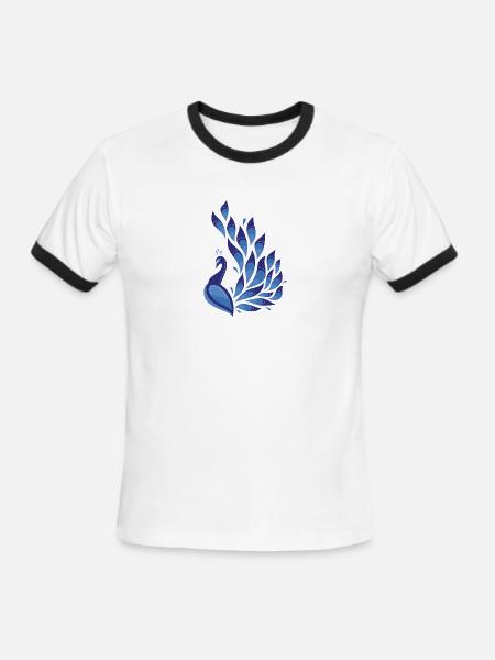 Peacock - Men's Ringer T-Shirt - white/black