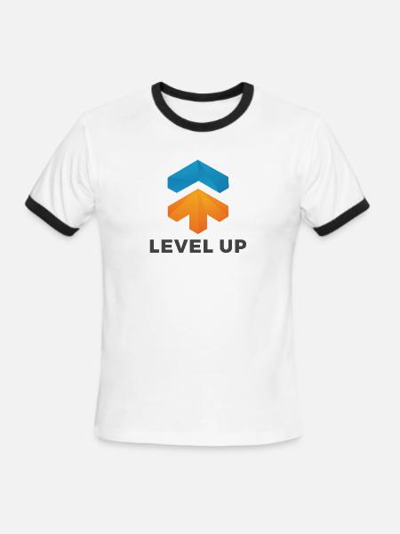 level up - Men's Ringer T-Shirt - white/black