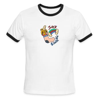 Sock Banana - Men's Ringer T-Shirt - white/black - Front - Jackson (183cm)