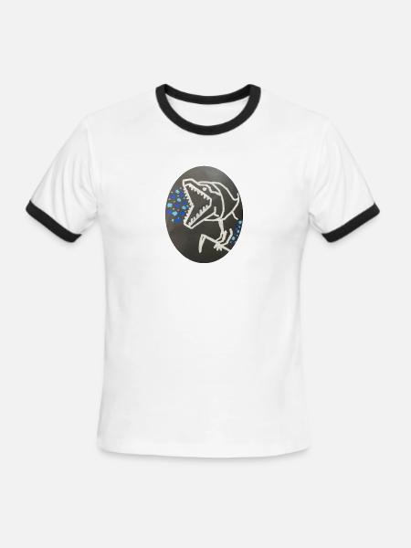 Grim Raptor Roaring - Men's Ringer T-Shirt - white/black