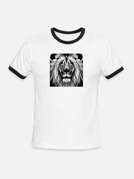 BLACK AND WHITE LION - Men's Ringer T-Shirt - white/black