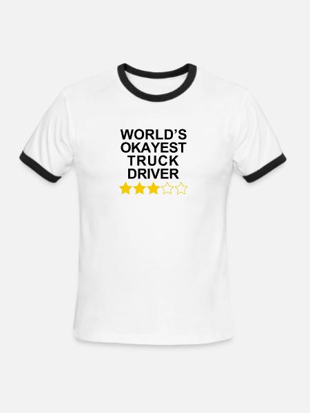 World's okayest truck driver Trucker - Men's Ringer T-Shirt - white/black