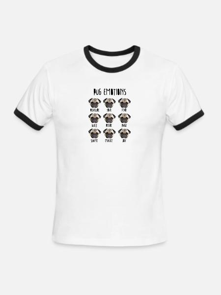 Pug emotions - Men's Ringer T-Shirt - white/black