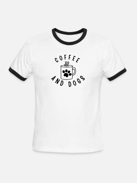 COFFEE AND DOGS - Men's Ringer T-Shirt - white/black