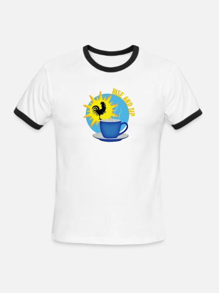Rise and Sip - Men's Ringer T-Shirt - white/black