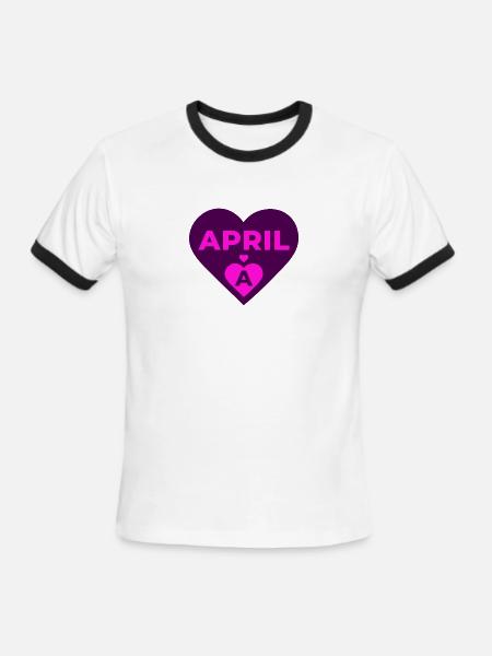 APRIL month - Alphabet letter (A) - Men's Ringer T-Shirt - white/black