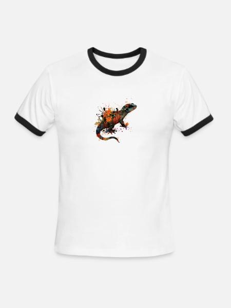 Spotted Fire Salamander - Men's Ringer T-Shirt - white/black