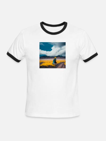 watercolor with surreal Mongolia landscapes. - Men's Ringer T-Shirt - white/black