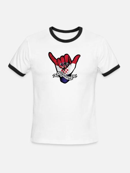 Croatia Shaka - Men's Ringer T-Shirt - white/black