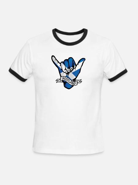 Scotland Shaka - Men's Ringer T-Shirt - white/black