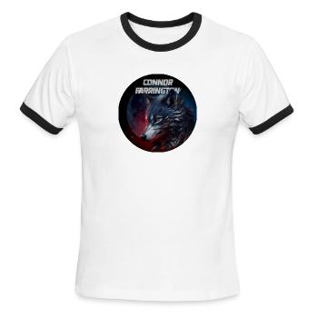 Connor Farrington Logo - Men's Ringer T-Shirt - white/black - Front - Jackson (183cm)