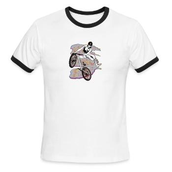Bike Mountainbike cycling bmx slope dirt - Men's Ringer T-Shirt - white/black - Front - Jackson (183cm)