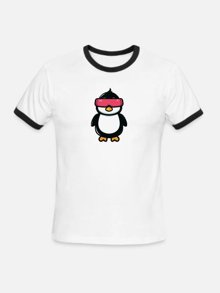VR penguin - Men's Ringer T-Shirt - white/black