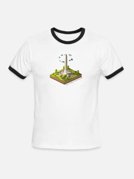 Geometric low poly Washington Monument - Men's Ringer T-Shirt - white/black
