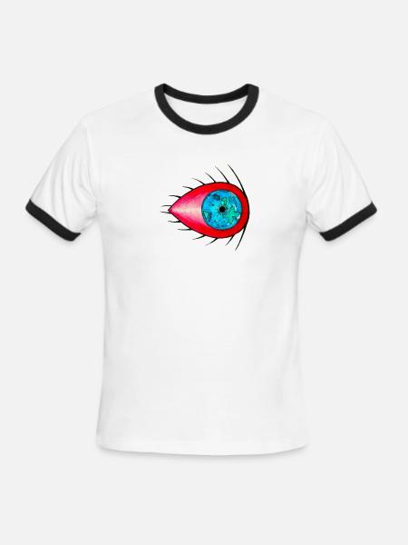 EYE OF THE WORLD - Men's Ringer T-Shirt - white/black