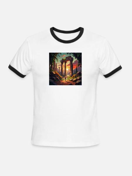 Exploring Ancient Ruins - Men's Ringer T-Shirt - white/black