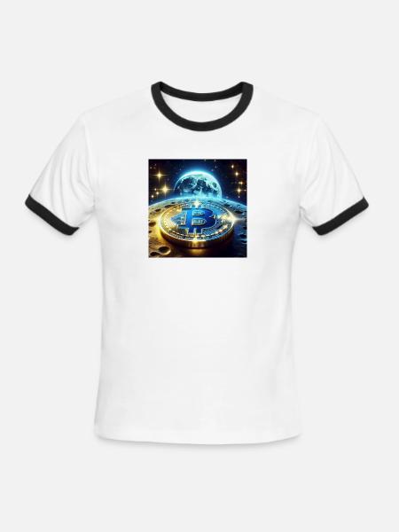 Blue Gold Crypto Coin - Men's Ringer T-Shirt - white/black