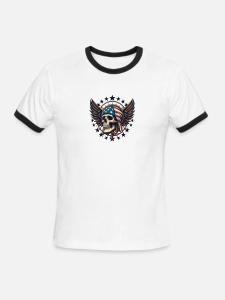 warrior skull 2025 - Men's Ringer T-Shirt - white/black
