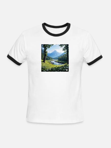 A magical serene landscape where nature thriv - Men's Ringer T-Shirt - white/black