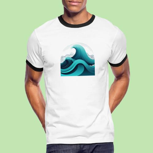 Dynamic Ocean Wave Illustration - Men's Ringer T-Shirt