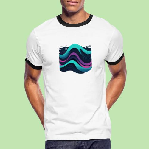Abstract Wavy Ocean Pattern - Men's Ringer T-Shirt
