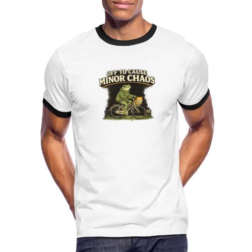 Minor Chaos Vintage Frog and Cat on Bicycle - Men's Ringer T-Shirt