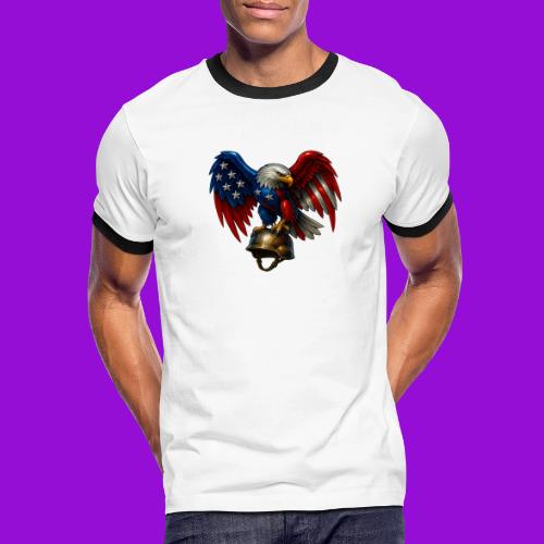 American Flag Bald Eagle - Helmet - Men's Ringer T-Shirt