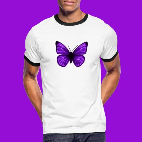 Neon Purple Butterfly - Men's Ringer T-Shirt