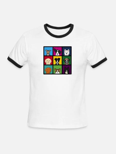 9 dogs - Men's Ringer T-Shirt - white/black