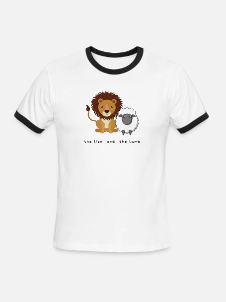The Lion and the Lamb Shirt - Men's Ringer T-Shirt - white/black