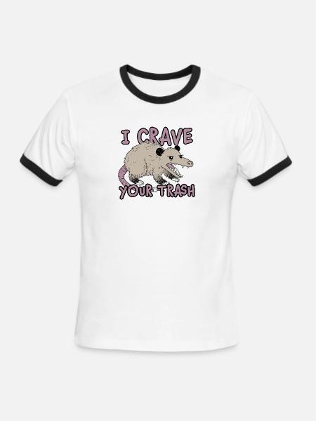 I Crave Your Trash Funny Possum Design - Men's Ringer T-Shirt - white/black