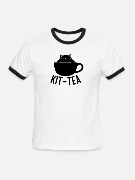 Funny Cat - Men's Ringer T-Shirt - white/black