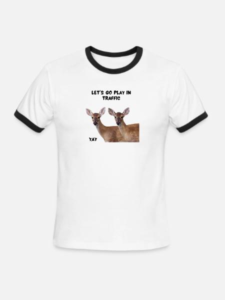 Risky Deer - Men's Ringer T-Shirt - white/black