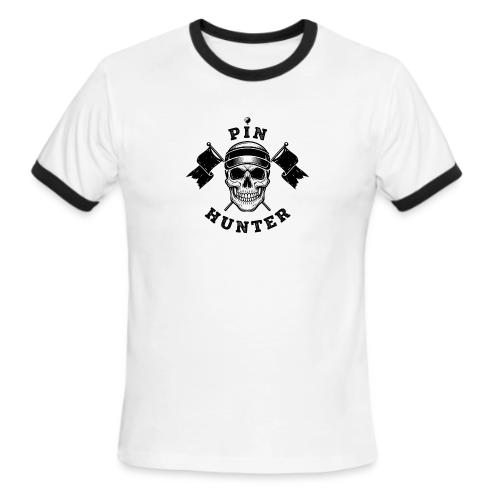 PIN HUNTER - Pro Golf Gift Tee - Skull & Flag - Men's Ringer T-Shirt