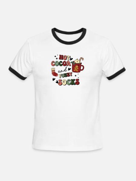 Hot Cocoa And Fuzzy Socks - Men's Ringer T-Shirt - white/black