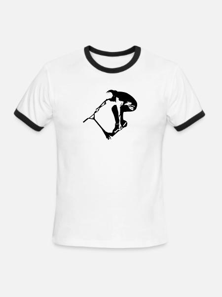 Stunt Scooter in Action - Men's Ringer T-Shirt - white/black