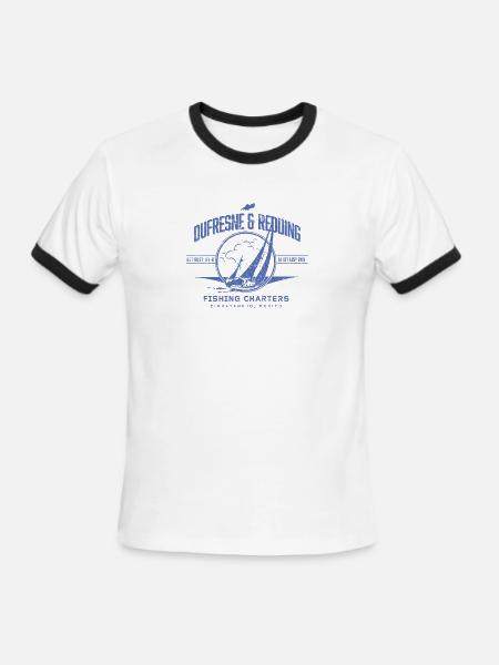Dufresne and Redding Fishing Charters - Men's Ringer T-Shirt - white/black