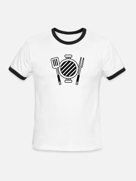 Charcoal BBQ grill master - Men's Ringer T-Shirt - white/black