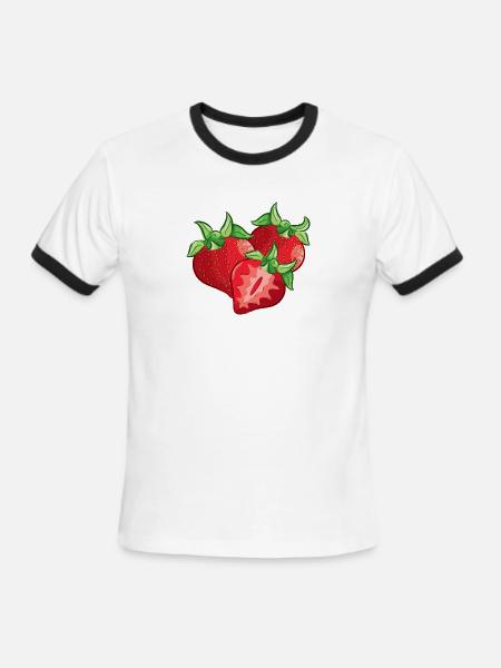 Strawberry Slice - Men's Ringer T-Shirt - white/black