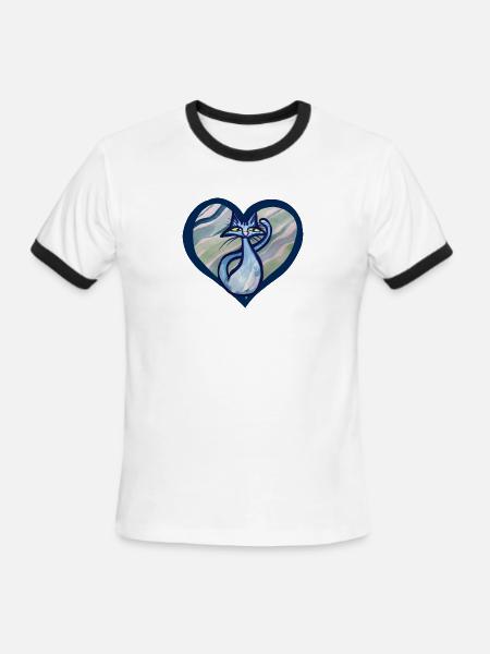 Blue Cat Love - Men's Ringer T-Shirt - white/black
