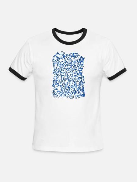 Robot Overload - Men's Ringer T-Shirt - white/black