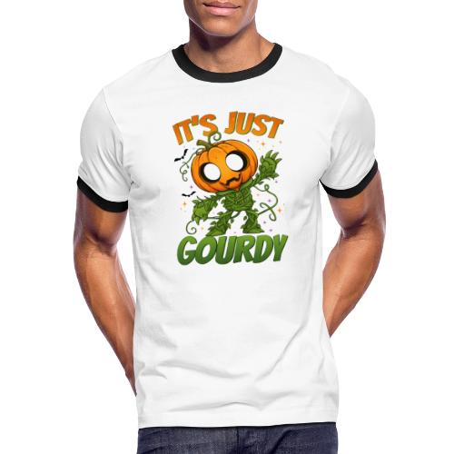 Cute Pumpkin Monster “It’s Just Gourdy” Funny - Men's Ringer T-Shirt