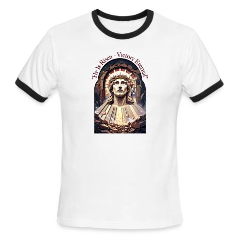 Easter He Is Risen Face of Christ T Shirt, Gift - Men's Ringer T-Shirt