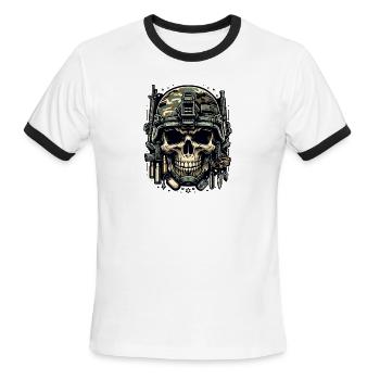 Soldier's Legacy: Camo Skull - Men's Ringer T-Shirt - white/black - Front - Jackson (183cm)