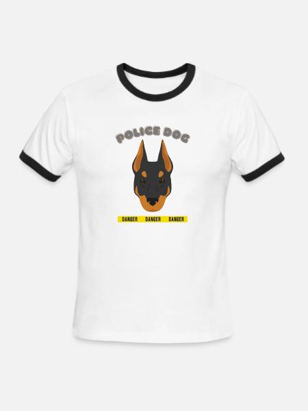 POLICE DOG - Men's Ringer T-Shirt - white/black