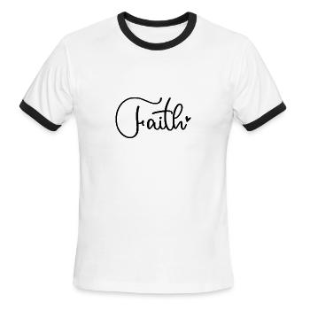 Faith - Men's Ringer T-Shirt - white/black - Front - Jackson (183cm)