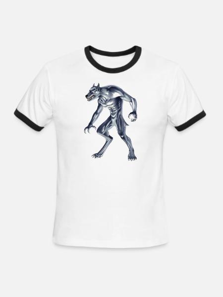 Dogman Cryptid Beast - Men's Ringer T-Shirt - white/black