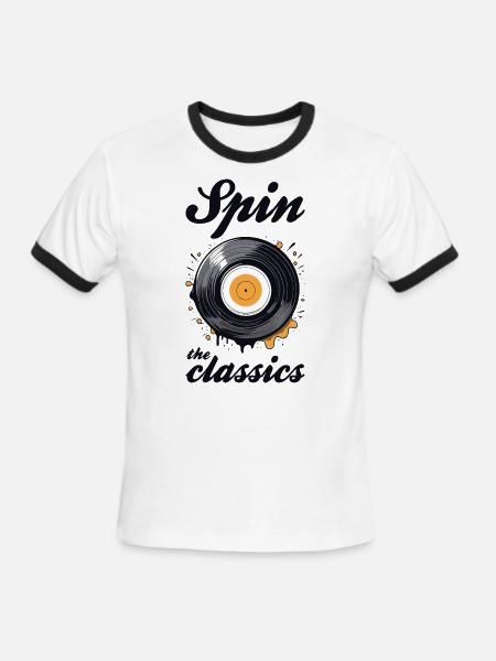 Spin the classics. Vinyl disk. - Men's Ringer T-Shirt - white/black