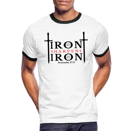 Iron Sharpens Iron - Proverbs 27:17 (Black & Red) - Men's Ringer T-Shirt