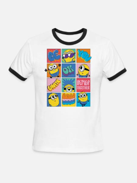 Minions Be You Positive And Sweet Design - Men's Ringer T-Shirt - white/black